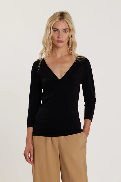 Relish Maglia KIMERY maniche tre quarti scollo a V con passante logo