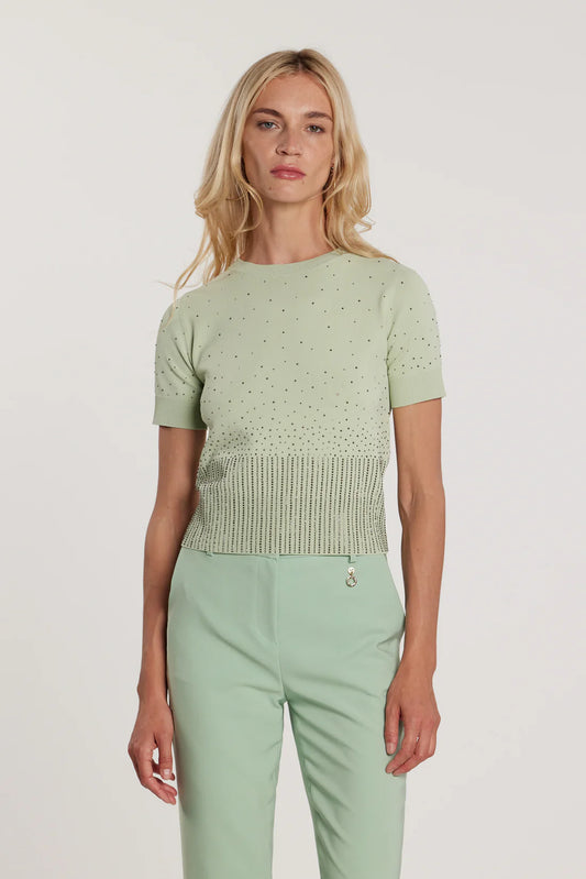 Relish Maglia BLUNT maniche corte girocollo con applicazioni strass