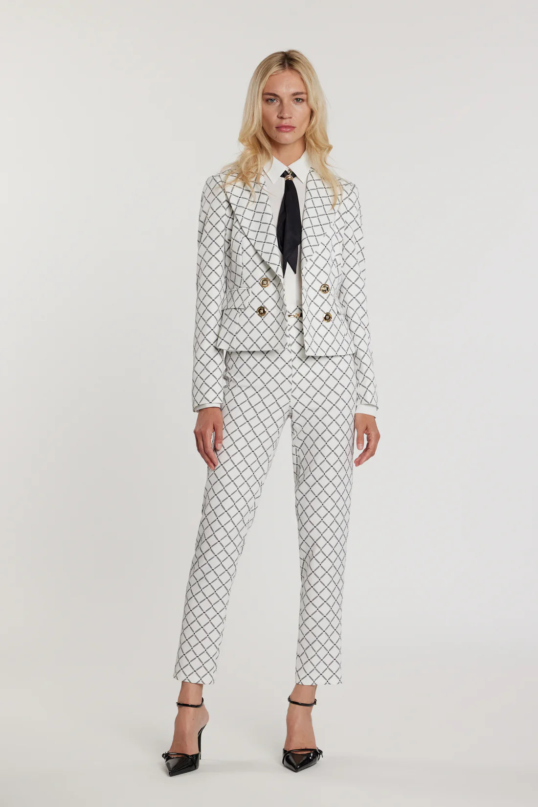 Relish Pantalone CLAUDIETTE vita alta con dettaglio cintura più stampa logo all over