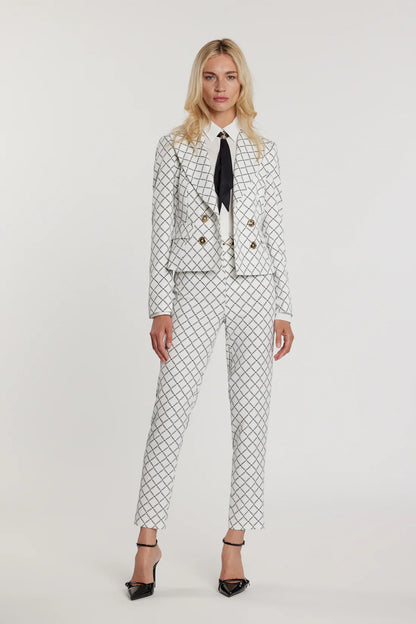 Relish Pantalone CLAUDIETTE vita alta con dettaglio cintura più stampa logo all over