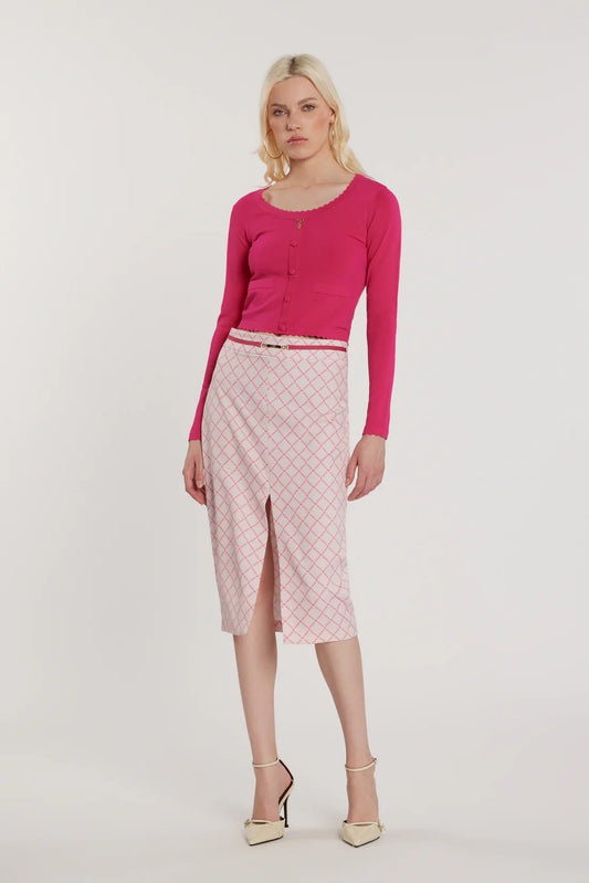 Relish Longuette VINCENT con dettaglio cintura più spacco centrale stampa logo all over