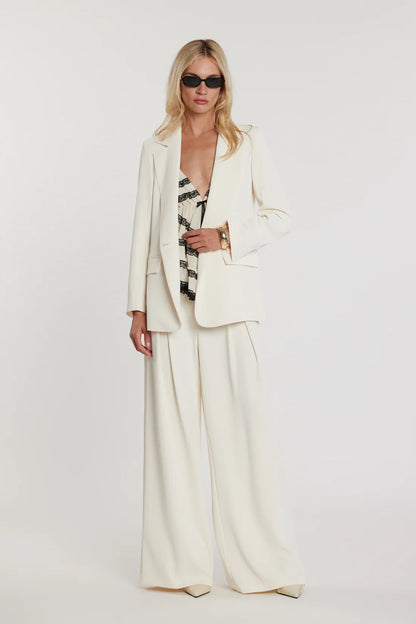 Relish Pantalone ROJER vita alta palazzo con cintura più passante logo più pieghe