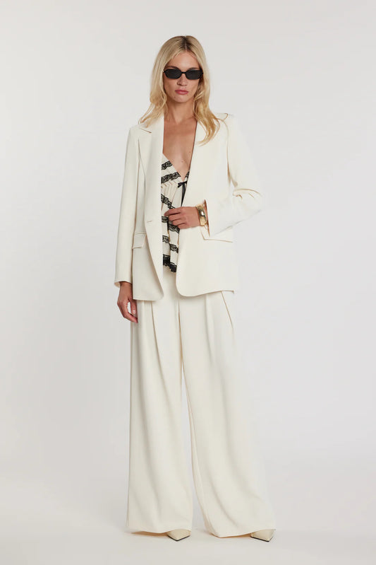 Relish Pantalone ROJER vita alta palazzo con cintura più passante logo più pieghe