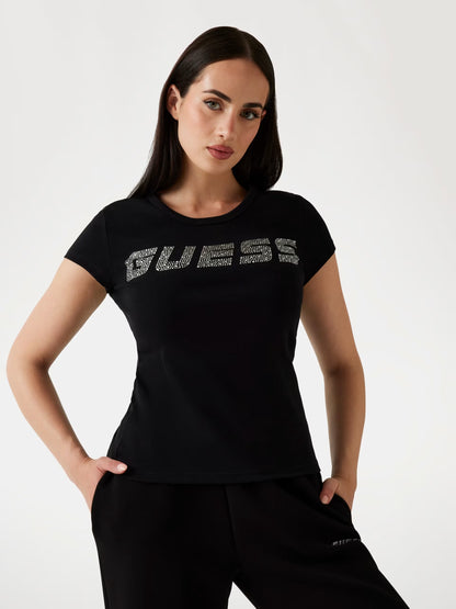 Guess V4BI16KCIV1 T-shirt with rhinestone logo