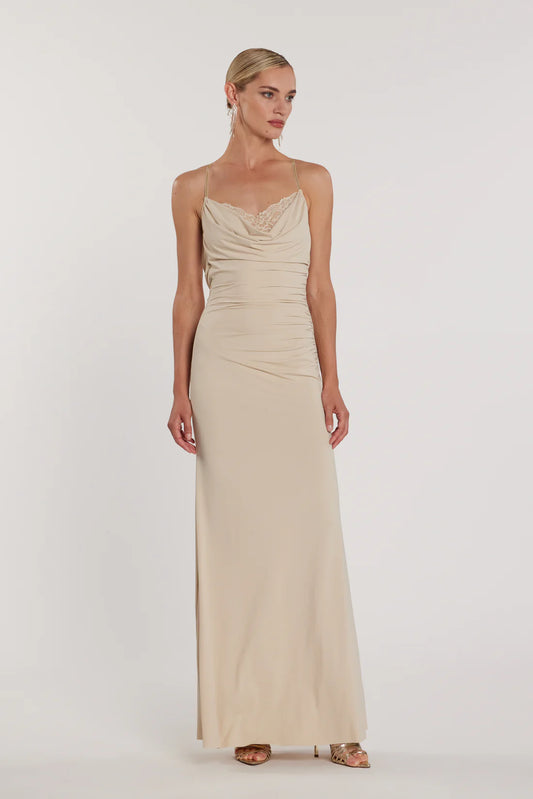 Relish Abito PAMPAS_A lungo scollo morbido più bretelle strass più pizzo