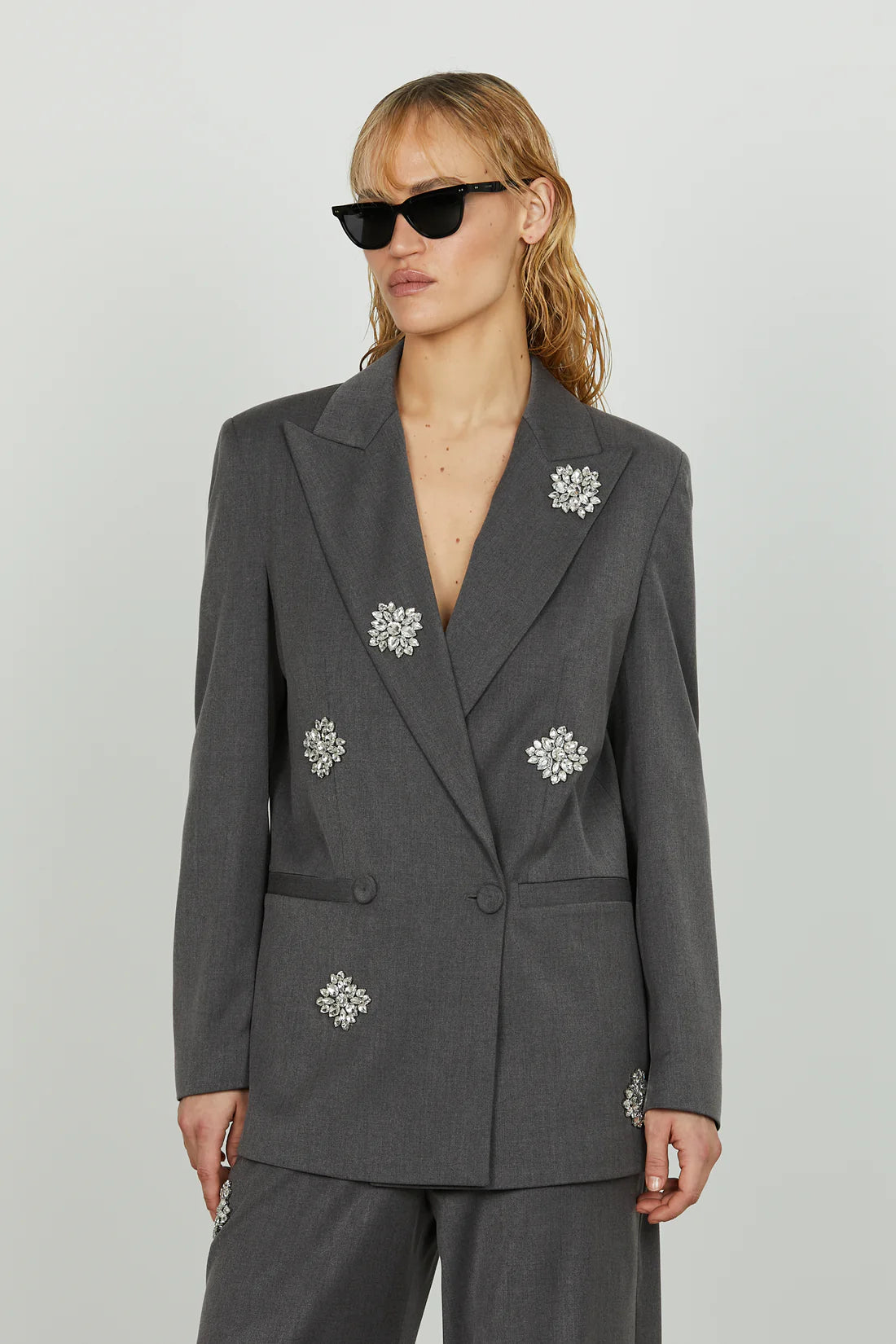 Relish Giacca DULEDA manica lunga doppio petto applicazioni fiori strass