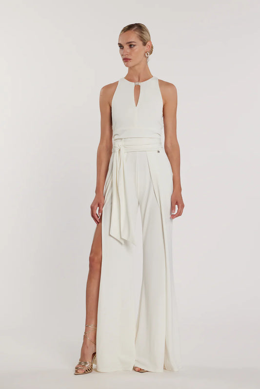 Relish Tuta PONKY_A vita alta più cintura più Pantalonelone a zampa con spacchi più accessorio