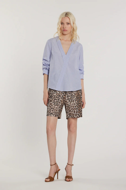 Relish Bermuda CONNELLY vita alta con elastico più tasche francesi più pinces fantasia animalier