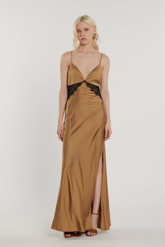 Relish Abito KEIRA lungo smanicato con inserti pizzo più spacco