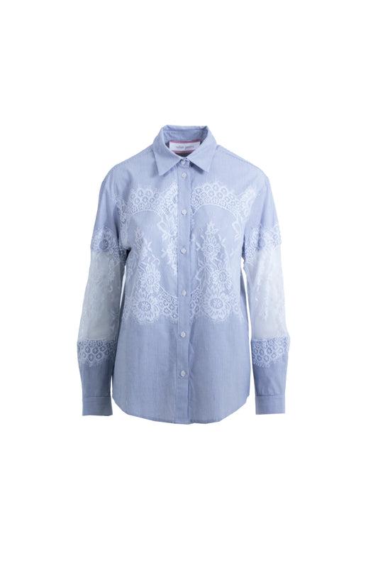 Relish Camicia CHARLIZE maniche lunghe con inserti pizzo maniche più corpo righe