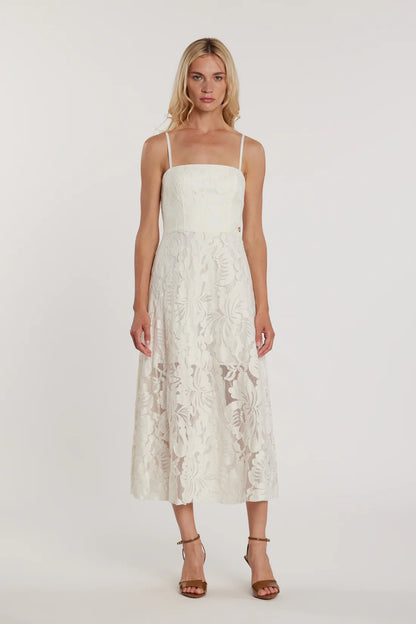 Relish Abito HUPPERT midi smanicato scollo cuore pizzo