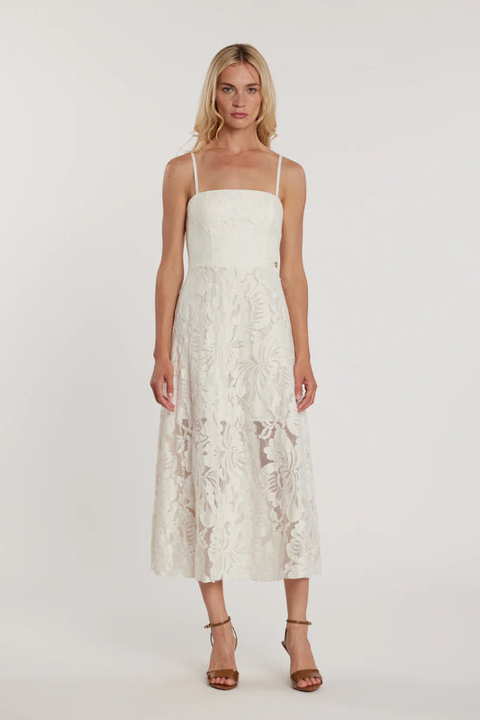 Relish Abito HUPPERT midi smanicato scollo cuore pizzo