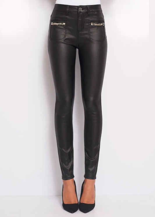 Skinny trousers in GAUDI coated fabric article 321BD25003 