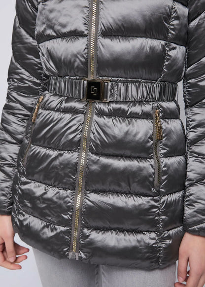 Piumino corto da donna con pelliccia e cintura GAUDI 521BD35005_2007