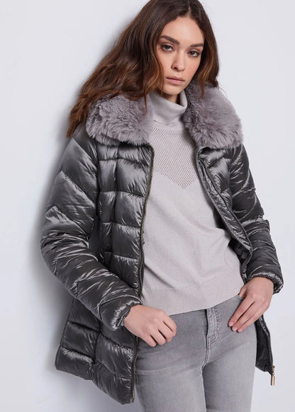 Piumino corto da donna con pelliccia e cintura GAUDI 521BD35005_2007