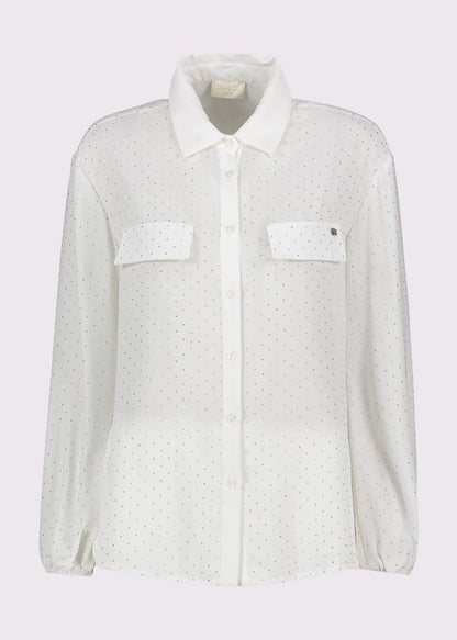 Nuova Collezione Camicia bianca da donna con strass e taschini  GAUDI 521BD45003_2101