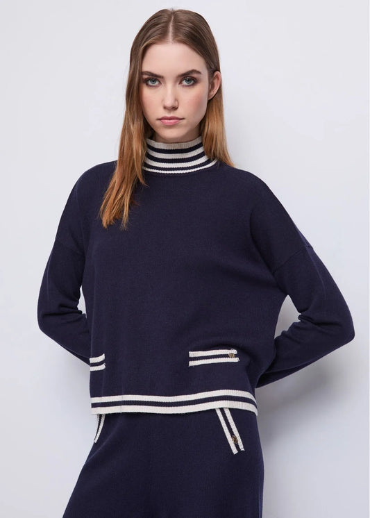 Nuova Collezione Maglia bLU da donna in filato con righe GAUDI 521BD53007_2912