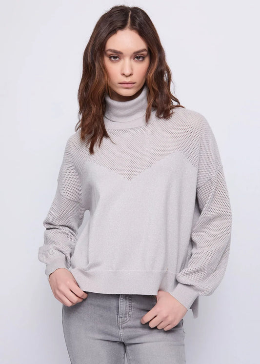 Dolcevita da donna in filato lurex GAUDI 521BD53051 COLORE GRIGIO PERLA