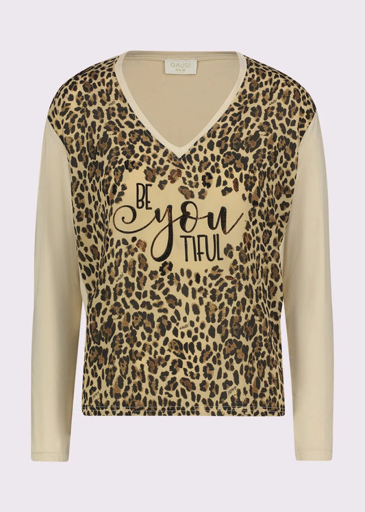 T-shirt da donna in jersey e georgette con stampa GAUDI 521BD64032_3222
