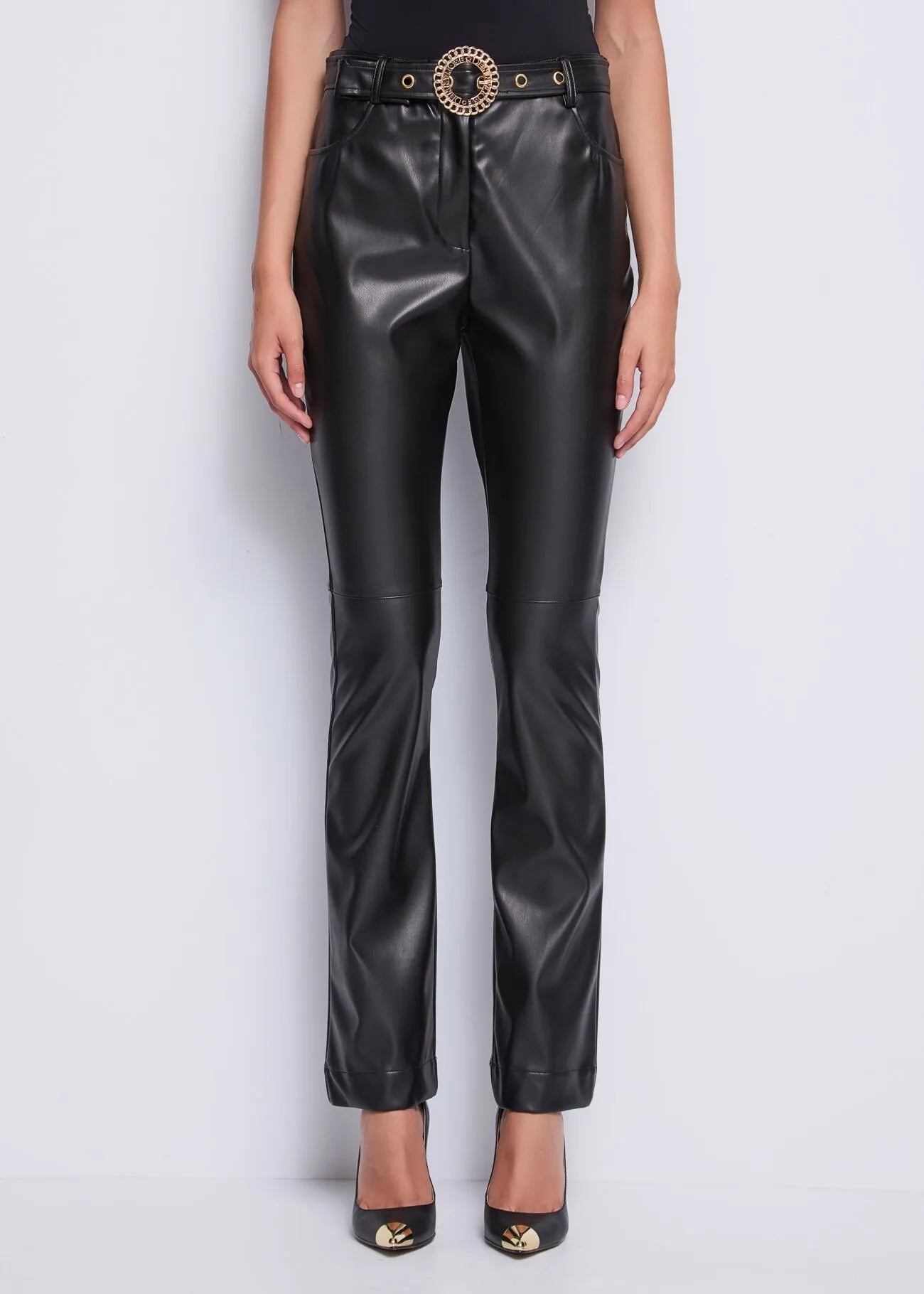 Pantalone in ecopelle con cintura - art. 521DD28003 - Denny Rose Autunno Inverno 2025/26