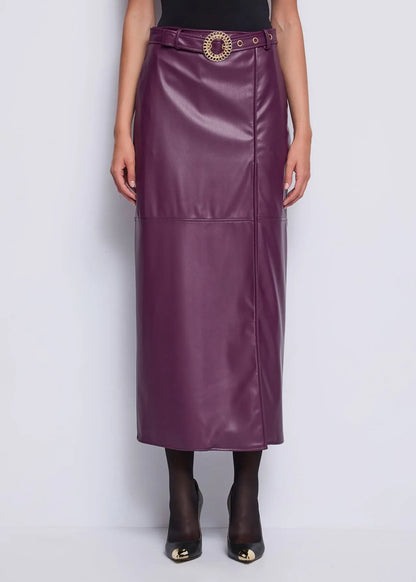Gonna in ecopelle con cintura - art. 521DD78002 Denny Rose Autunno Inverno 2025/26