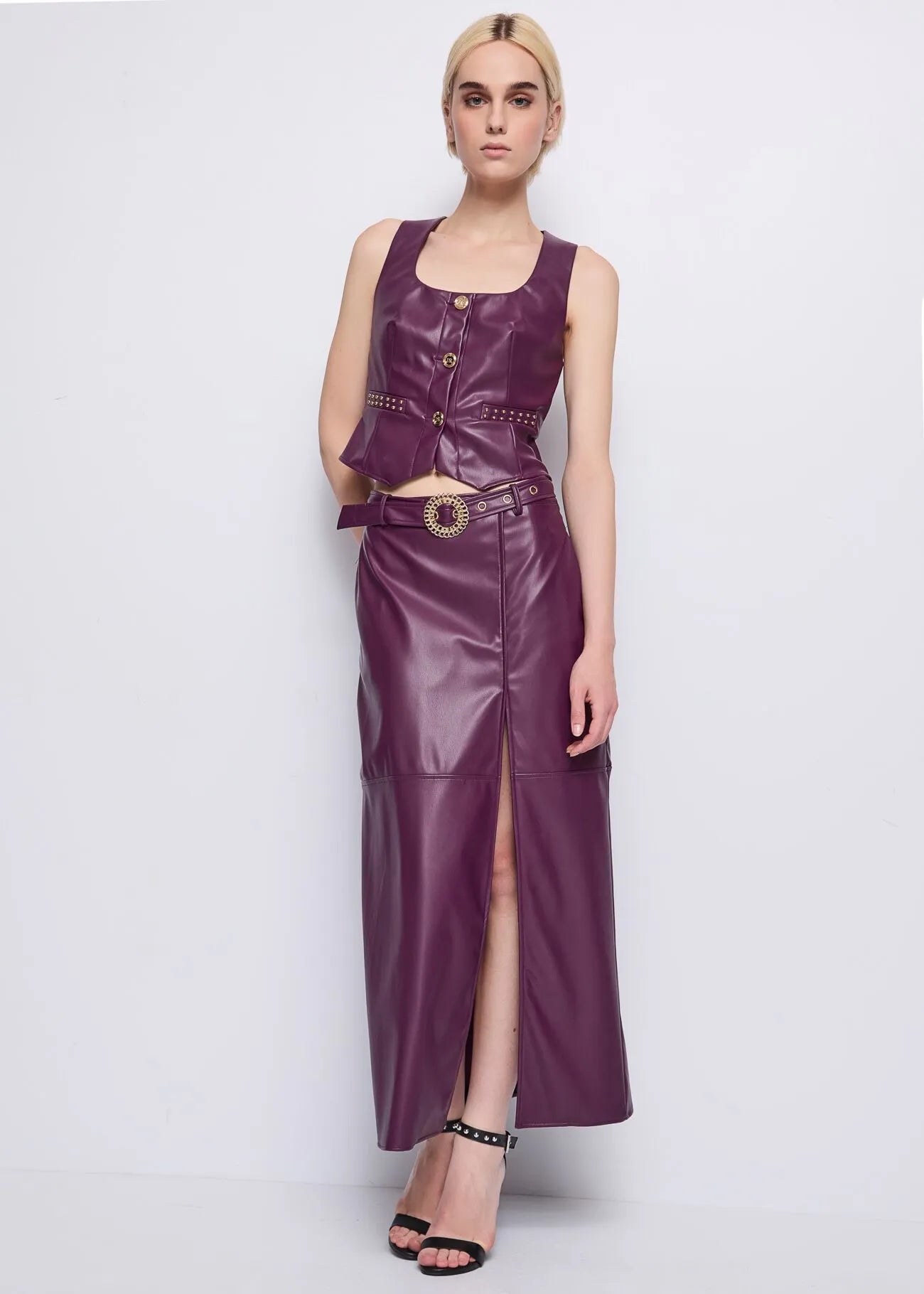 Gonna in ecopelle con cintura - art. 521DD78002 Denny Rose Autunno Inverno 2025/26