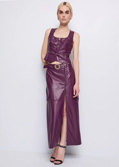 Gonna in ecopelle con cintura - art. 521DD78002 Denny Rose Autunno Inverno 2025/26