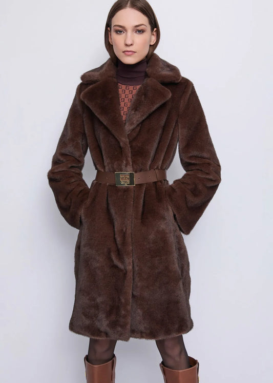 Cappotto marrone da donna con cintura GAUDI 521FD39003_3355