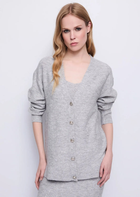 Cardigan grigio da donna con paillettes GAUDI 521FD53012_2082