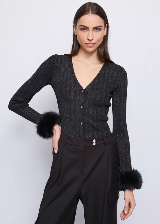 Cardigan nero da donna in filato lurex GAUDI 521FD53030_2001