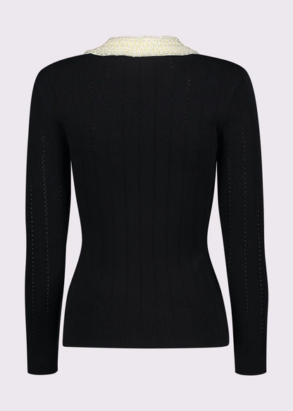 Polo da donna in filato con bottoni gioiello GAUDI 521FD53035 COLORE NERO