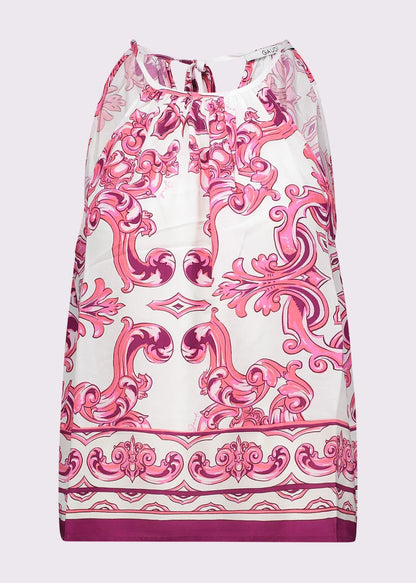 Top da donna bianco e rosa con scollo all'americana GAUDI 511FD45034 COLORE 511045
