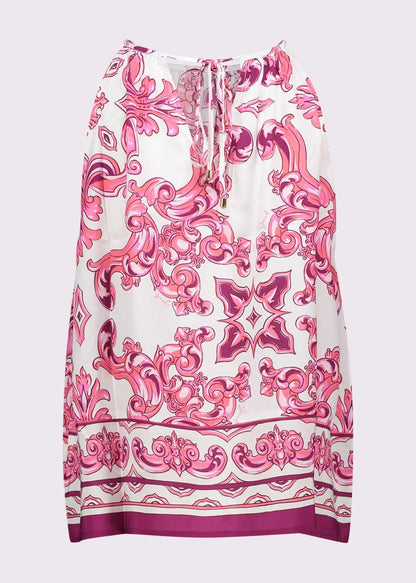 Top da donna bianco e rosa con scollo all'americana GAUDI 511FD45034 COLORE 511045