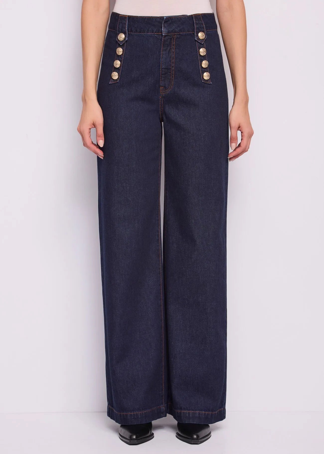 Gaudi 621BD26039 Jeans wide leg da donna con bottoni