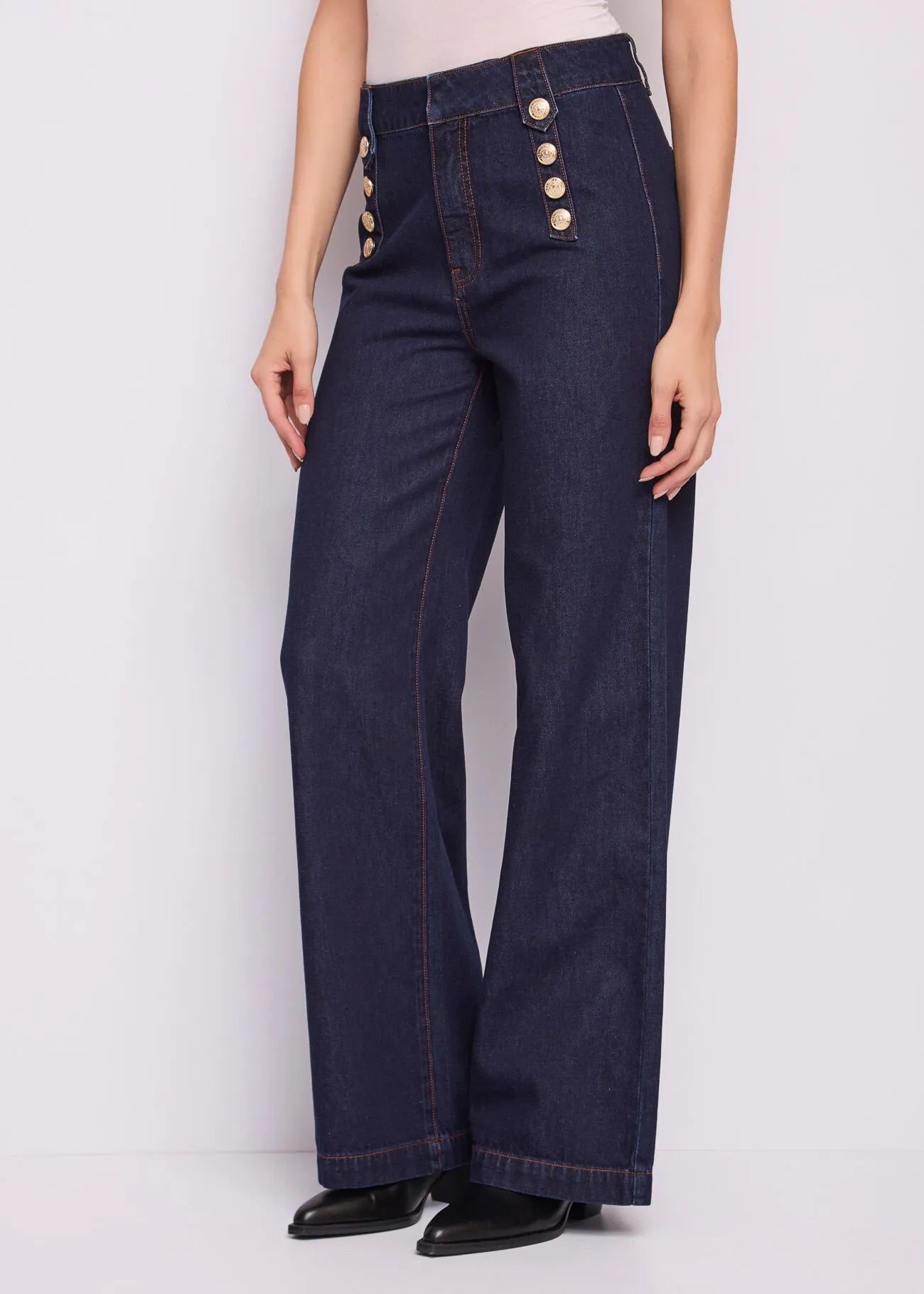 Gaudi 621BD26039 Jeans wide leg da donna con bottoni