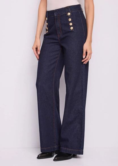 Gaudi 621BD26039 Jeans wide leg da donna con bottoni