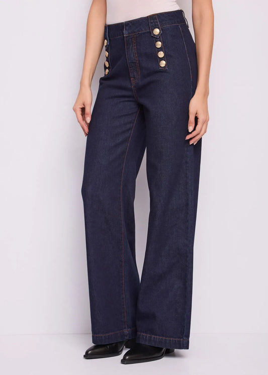Gaudi 621BD26039 Jeans wide leg da donna con bottoni