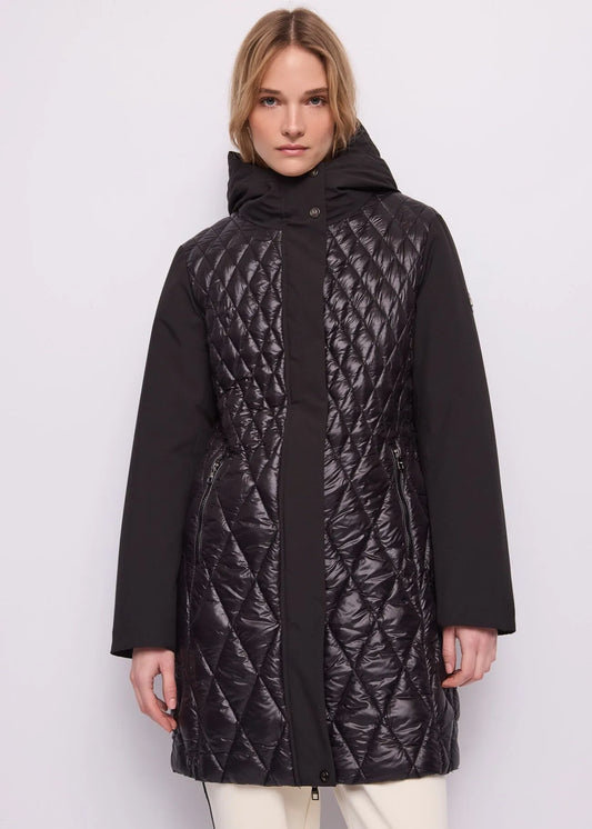 Gaudi Parka nero da donna con cappuccio