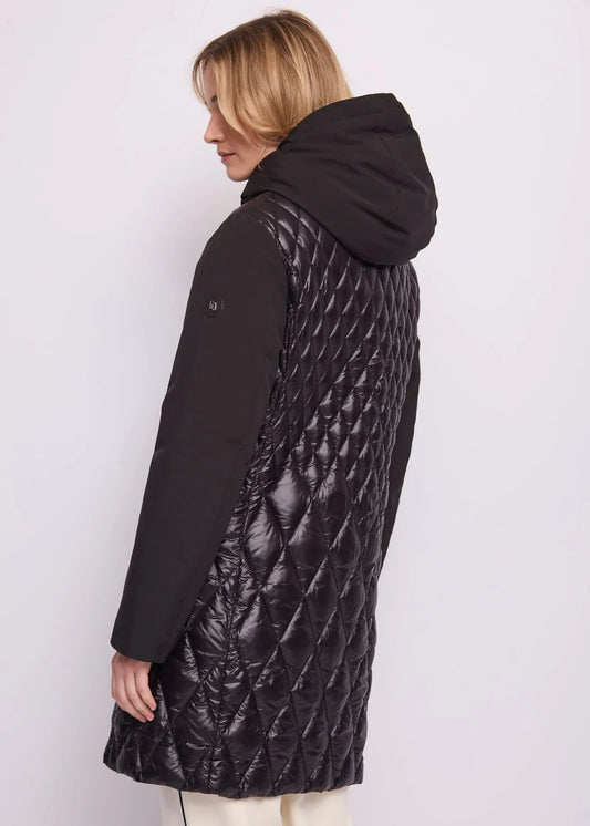 Gaudi Parka nero da donna con cappuccio