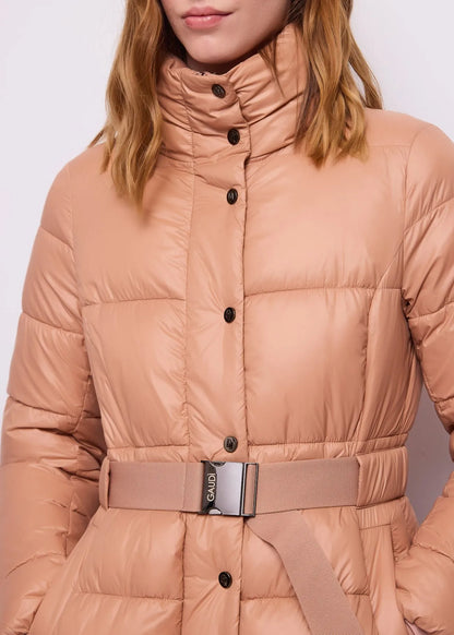 Piumino nero da donna con cintura