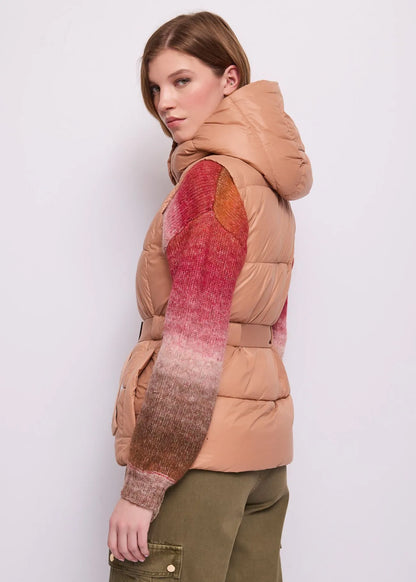 Gaudi Gilet nero da donna in nylon con cintura