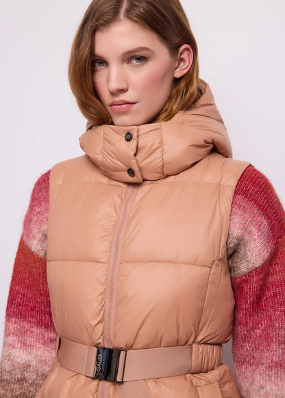 Gaudi Gilet nero da donna in nylon con cintura