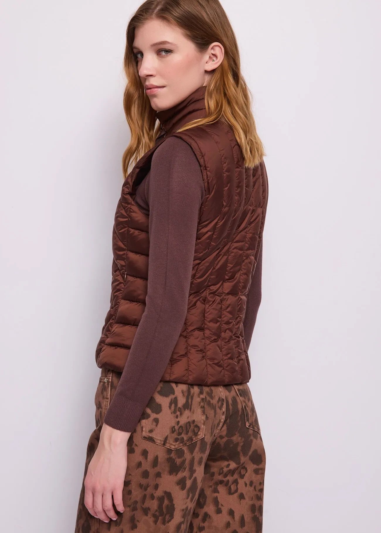 Gilet da donna in nylon con collo alto