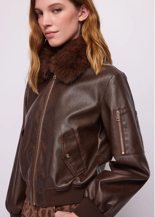 Giacca da donna in similpelle con zip