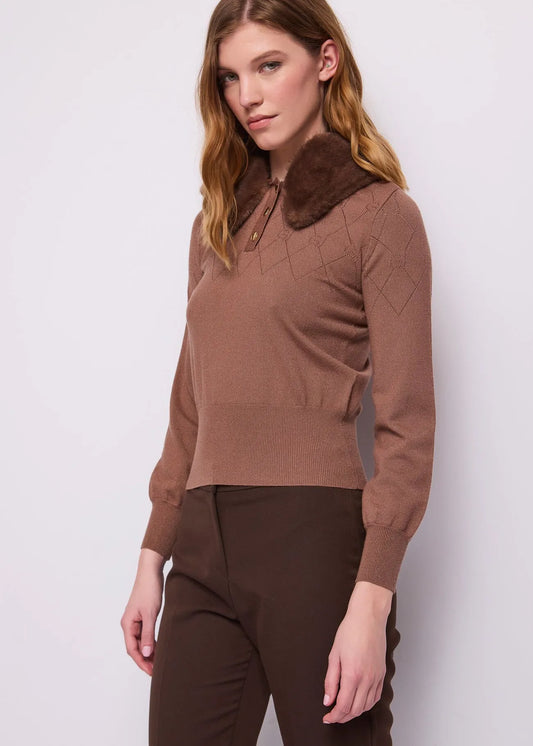 Gaudi 621BD53051 Polo nera da donna in maglia con logo