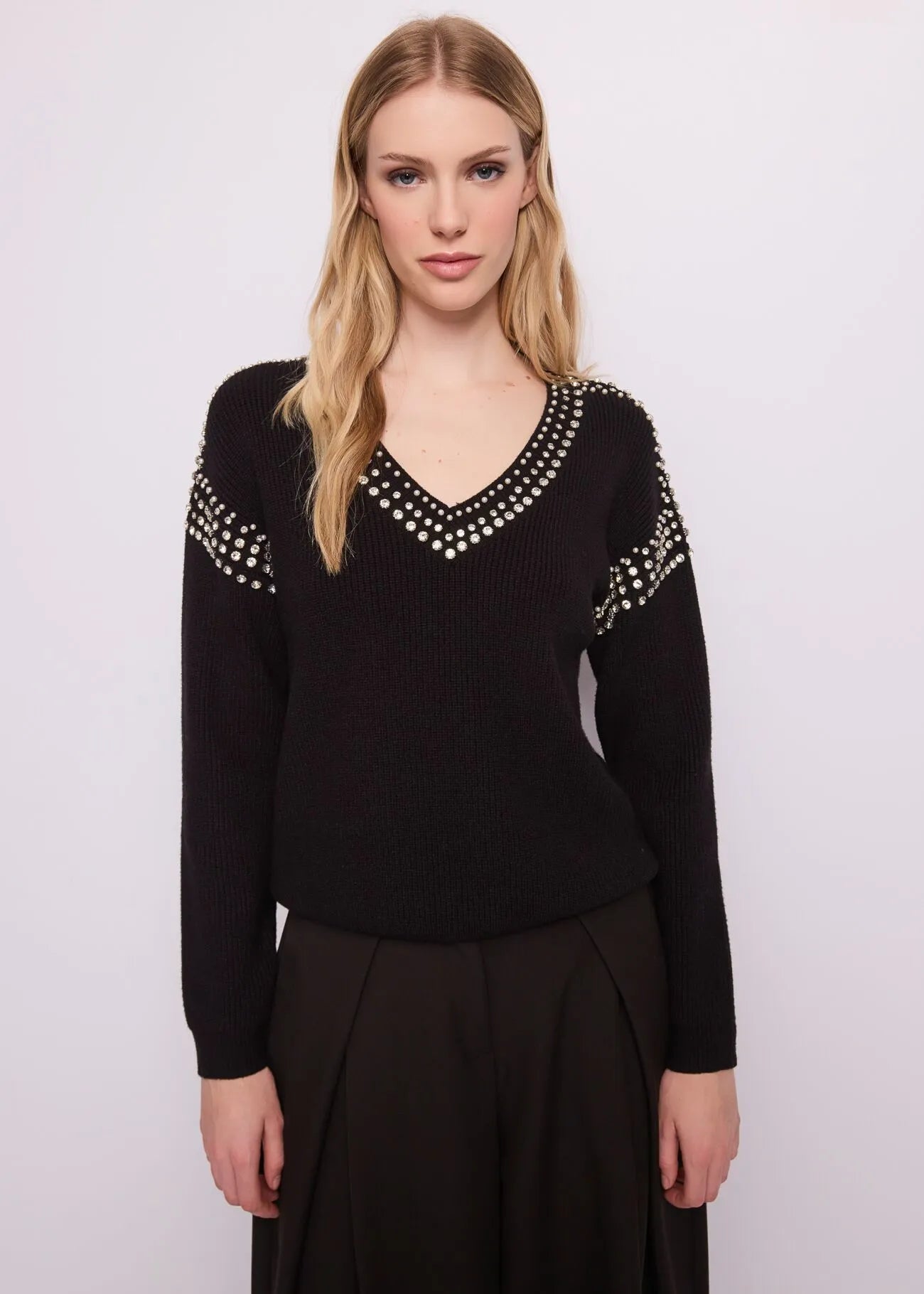 Gaudi Maglia da donna con perle e strass