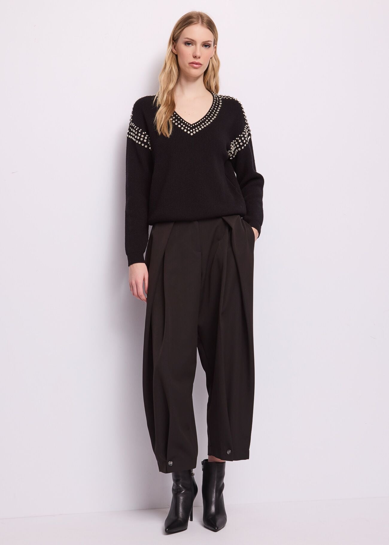 Gaudi Maglia da donna con perle e strass