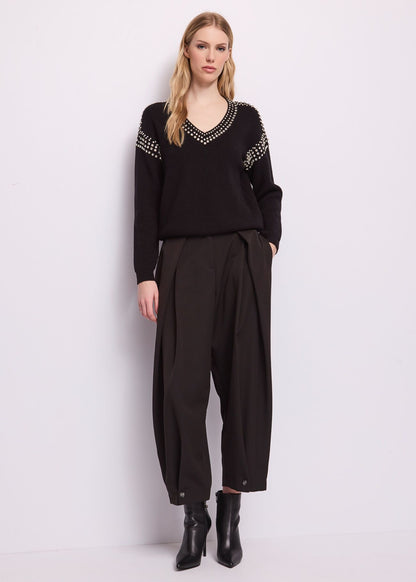 Gaudi Maglia da donna con perle e strass
