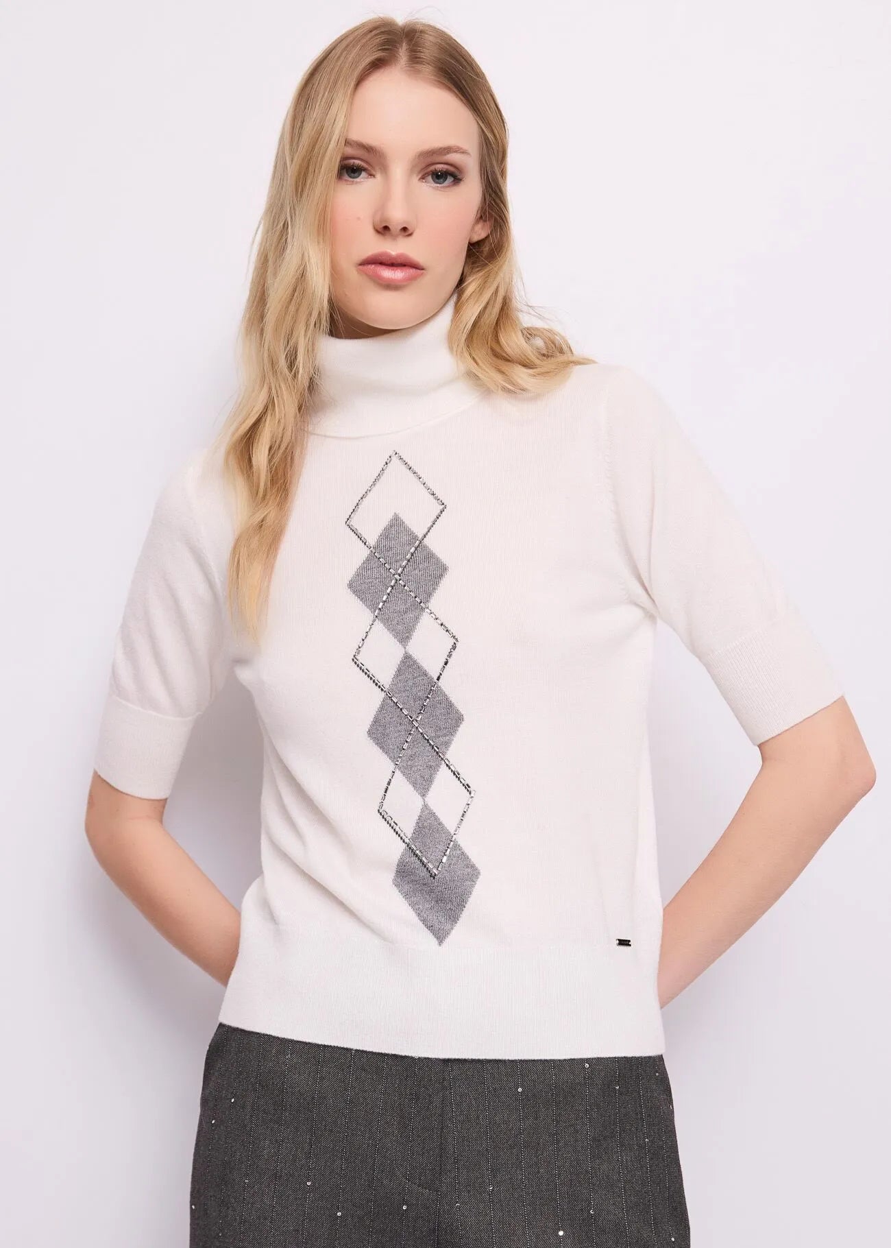 T-shirt da donna in filato jacquard