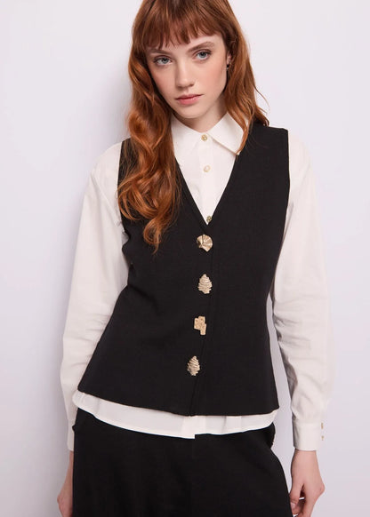 Gaudi Gilet da donna con bottoni gioiello